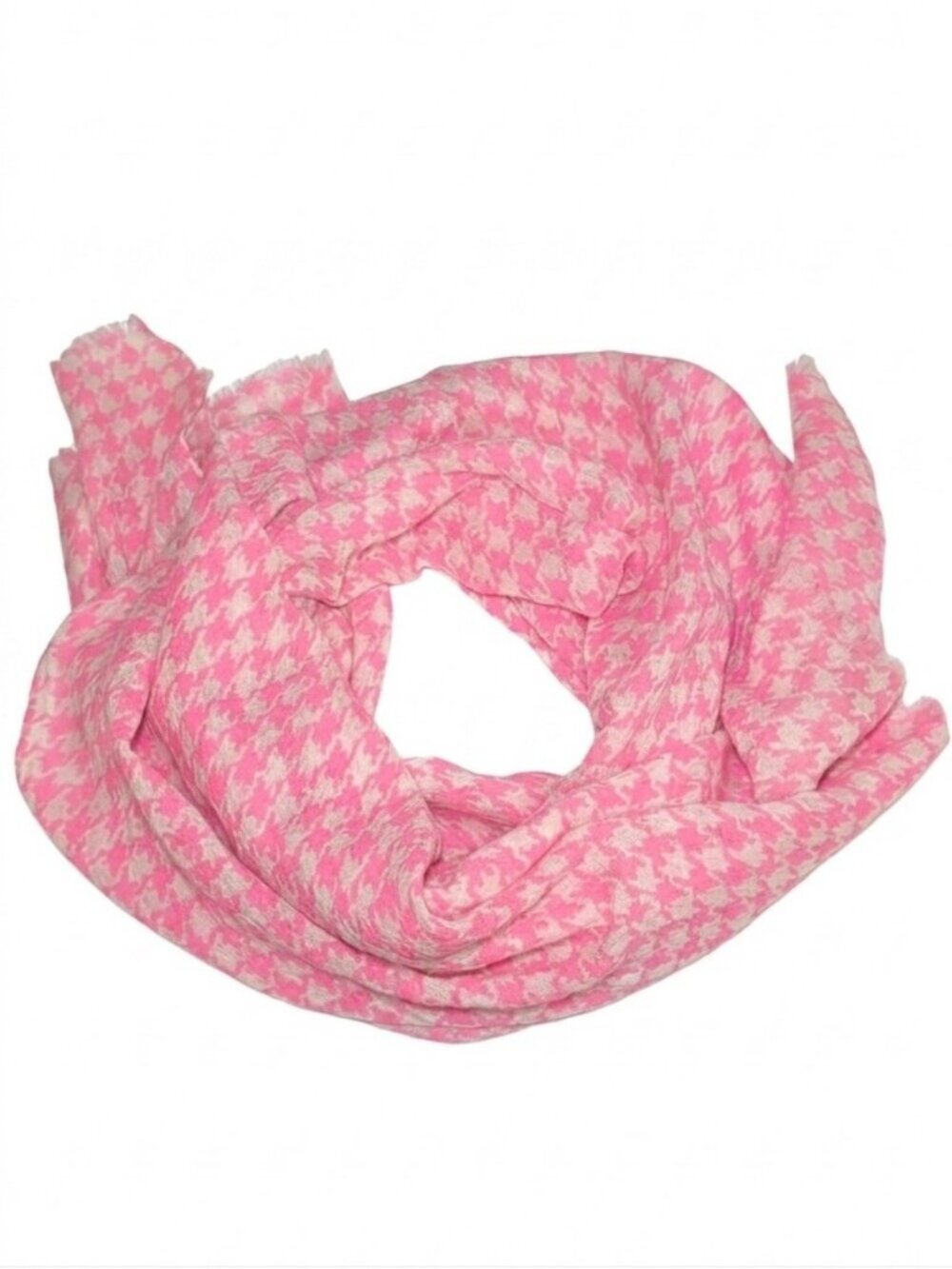 Gap Small Houndstooth Lightweight Scarf Neon Malibu Pink Cotton Fall Wool Blend